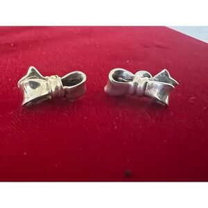 Authentic 925 Sterling Silver Cartier Bow Earrings Vintage